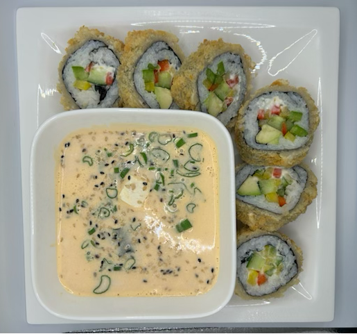 Mittagsmenü 3 - Baked Cripsy Roll + Suppe + Getränk 0,33l